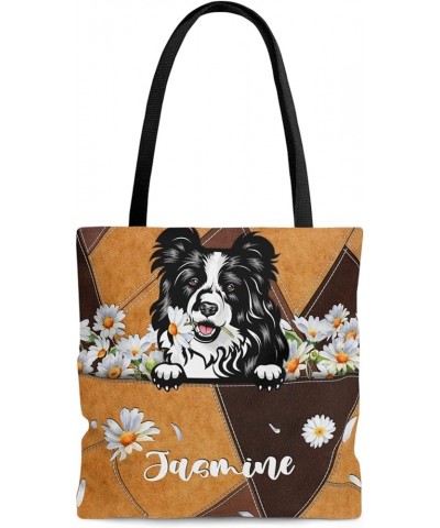 Personalized Dog Mom Tote Bag - Custom Women Bag Shoulder, Dog Mom Gifts, Gift for Dog Lover, Women Bag Shoulder Border Colli...