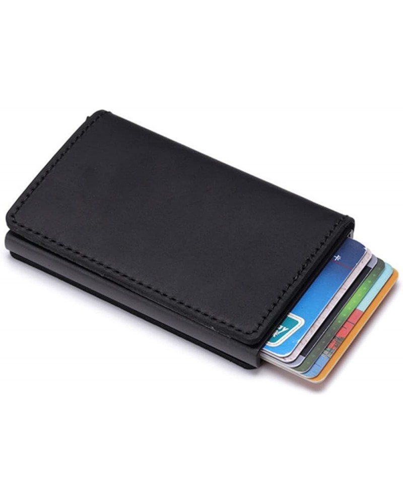 Leather Credit Card Holder Non-scan Slim Vintage Wallet Metal Blocking Wallet 1Pcs (Color : Coffee ZF9189598) Black $28.62 Wa...