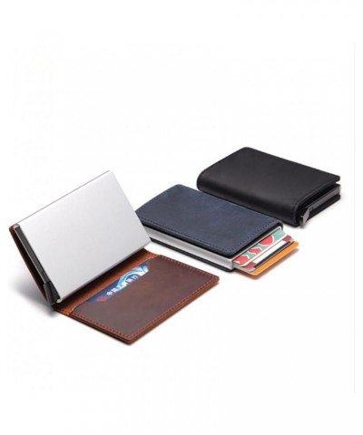 Leather Credit Card Holder Non-scan Slim Vintage Wallet Metal Blocking Wallet 1Pcs (Color : Coffee ZF9189598) Black $28.62 Wa...