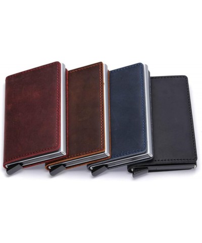 Leather Credit Card Holder Non-scan Slim Vintage Wallet Metal Blocking Wallet 1Pcs (Color : Coffee ZF9189598) Black $28.62 Wa...