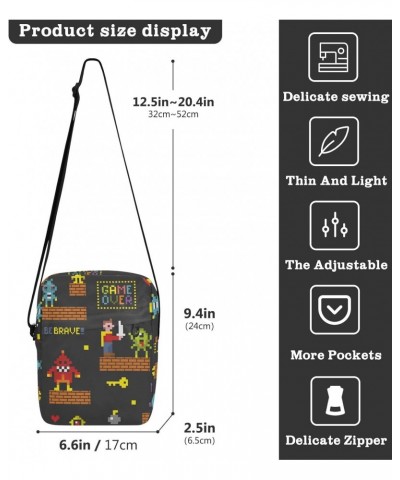 Old Game Small Crossbody Sling Bag for Women Men, Zipper Closure Messenger Bags Purse with Card Phone Passport Compartment 6....