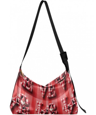 Unisex Shoulder Bag Crossbody Handbag Valentine's Day-love-red-plaid Women Casual Hobo Bag Lightweight PU Leather Tote $24.35...