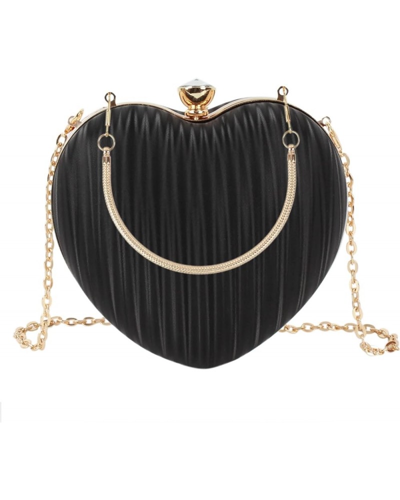 Mily Heart Shape Clutch Bag Messenger Shoulder Handbag Tote Evening Bag Purse 7033+black $16.23 Evening Bags