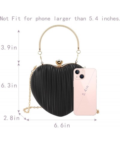 Mily Heart Shape Clutch Bag Messenger Shoulder Handbag Tote Evening Bag Purse 7033+black $16.23 Evening Bags