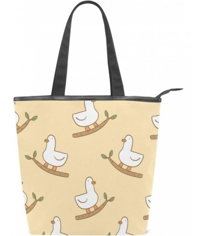 Duck Riding A Branch The Tote Bag for Women Big Capacity Women's Shoulder Handbags Canvas Shopping Dating Bag $13.33 Totes