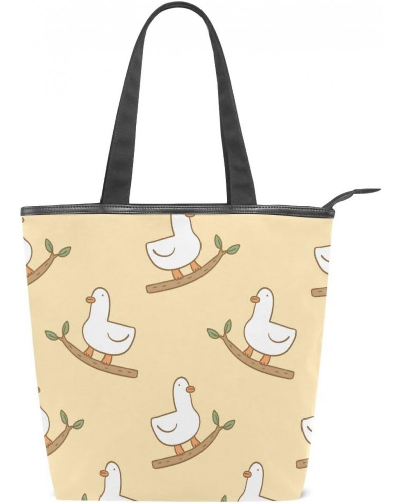 Duck Riding A Branch The Tote Bag for Women Big Capacity Women's Shoulder Handbags Canvas Shopping Dating Bag $13.33 Totes