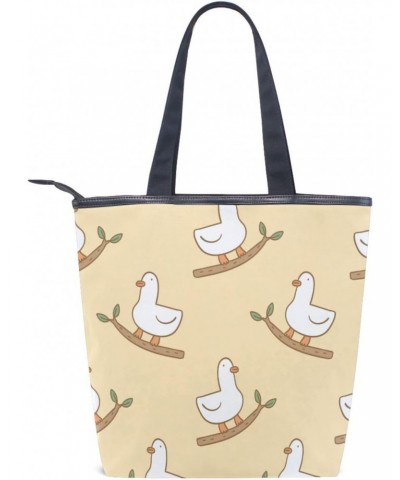 Duck Riding A Branch The Tote Bag for Women Big Capacity Women's Shoulder Handbags Canvas Shopping Dating Bag $13.33 Totes