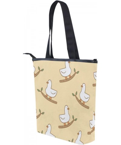 Duck Riding A Branch The Tote Bag for Women Big Capacity Women's Shoulder Handbags Canvas Shopping Dating Bag $13.33 Totes