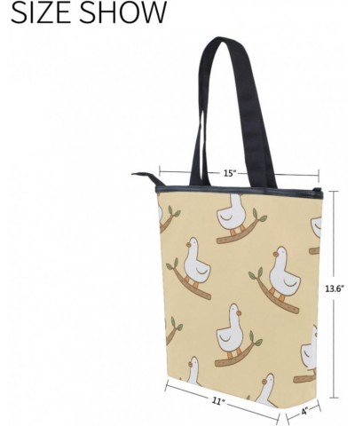 Duck Riding A Branch The Tote Bag for Women Big Capacity Women's Shoulder Handbags Canvas Shopping Dating Bag $13.33 Totes