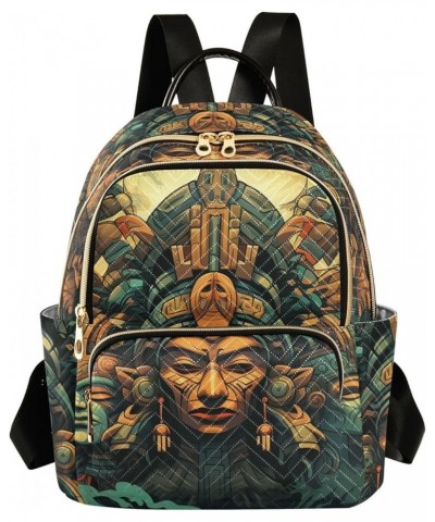 Medium Fashion Backpack for Women Aztec Statue Print Ladies Travel Daypack Aesthetic Shoulder Bag 11.4×6.1×14.1 IN $16.92 Bac...