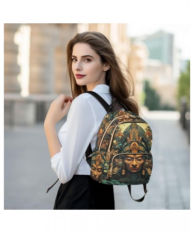 Medium Fashion Backpack for Women Aztec Statue Print Ladies Travel Daypack Aesthetic Shoulder Bag 11.4×6.1×14.1 IN $16.92 Bac...