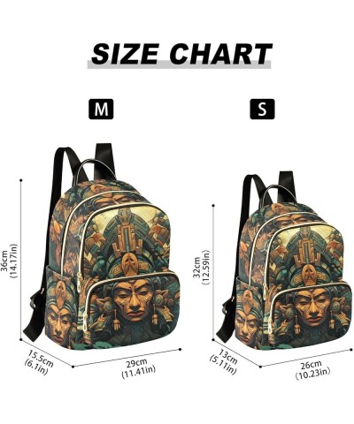 Medium Fashion Backpack for Women Aztec Statue Print Ladies Travel Daypack Aesthetic Shoulder Bag 11.4×6.1×14.1 IN $16.92 Bac...