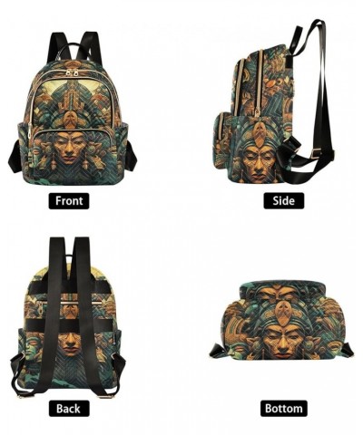 Medium Fashion Backpack for Women Aztec Statue Print Ladies Travel Daypack Aesthetic Shoulder Bag 11.4×6.1×14.1 IN $16.92 Bac...