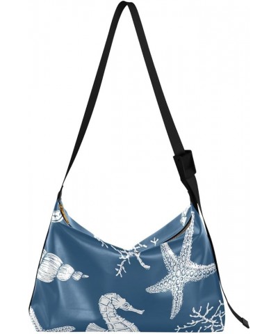 Tigers on A White Background Men Waterproof Crossbody Bag Womens Crossbody Bag Large Sling Bag Underwater Creatures Starfish ...