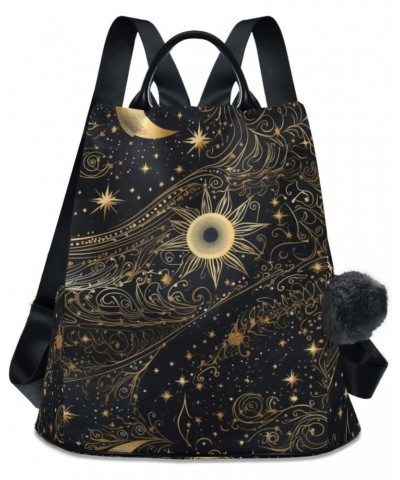 Golden Starry Night Women Backpack, Fashion Anti Theft Casual Daypack Shoulder Bag Purse for Travel Work 15 inches $18.45 Bac...