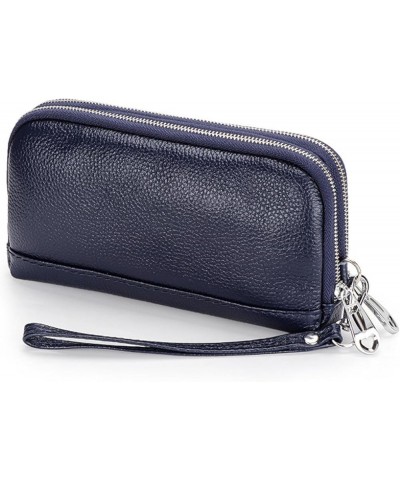 Double zipper clutch for women, multi-functional top layer cowhide long wallet, genuine leather clutch Royal Blue $10.80 Clut...