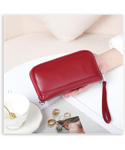 Double zipper clutch for women, multi-functional top layer cowhide long wallet, genuine leather clutch Royal Blue $10.80 Clut...