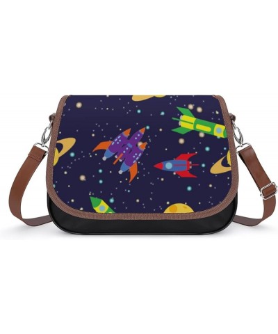 Leather Hobo Bags Women's Crossbody Shoulder Bag Classic City Top Handle Satchels Star Planet Galaxy Color6 $26.49 Hobo Bags