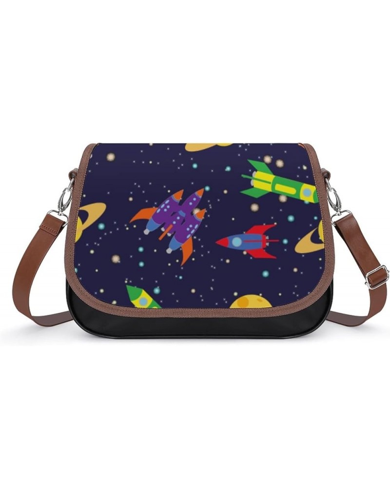 Leather Hobo Bags Women's Crossbody Shoulder Bag Classic City Top Handle Satchels Star Planet Galaxy Color6 $26.49 Hobo Bags