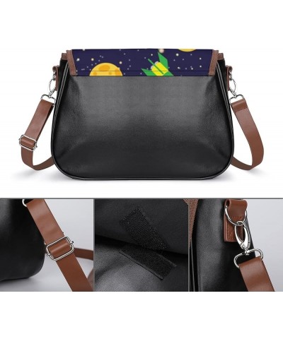 Leather Hobo Bags Women's Crossbody Shoulder Bag Classic City Top Handle Satchels Star Planet Galaxy Color6 $26.49 Hobo Bags