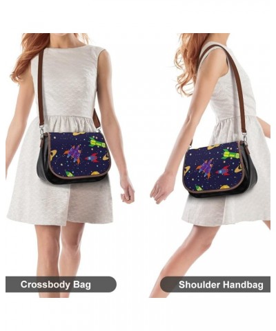 Leather Hobo Bags Women's Crossbody Shoulder Bag Classic City Top Handle Satchels Star Planet Galaxy Color6 $26.49 Hobo Bags