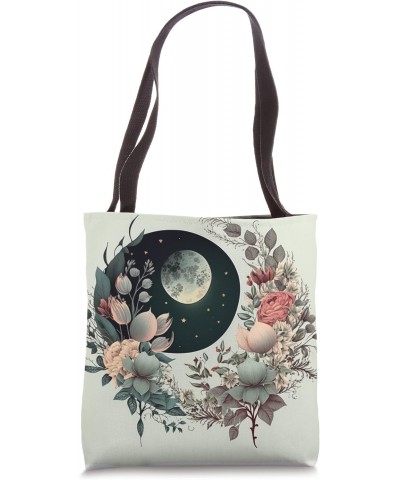 Floral Moon Phase flower crescent moon cool eclipse moon Tote Bag $10.14 Totes