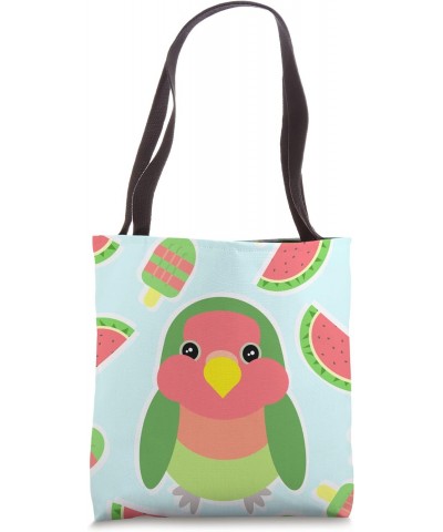 Kawaii Parrot Chubby Green Birb Art Minimal Lovebird Doodle Tote Bag $15.93 Totes