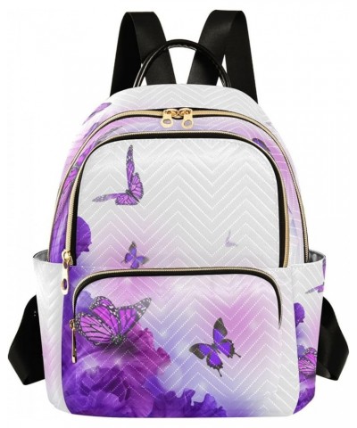 Fashion Backpack Mini Backpack Purse Casual Daily Backpack Purple Butterfly Flowers for Travel for College Work Small $14.08 ...