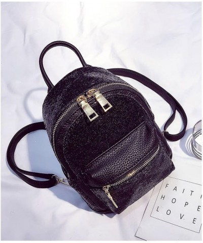 Women Cute Sequin Mini Backpack Leather Purse Women Backpack Leather Cross Body Bag Pink Black $13.49 Backpacks