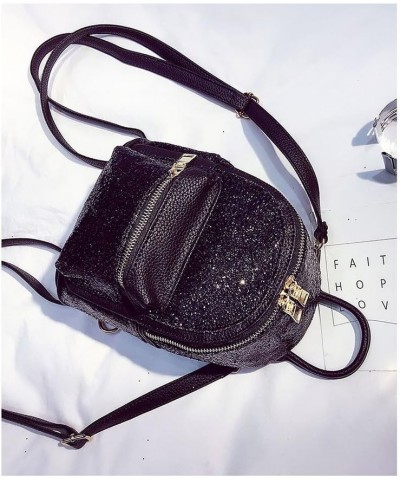 Women Cute Sequin Mini Backpack Leather Purse Women Backpack Leather Cross Body Bag Pink Black $13.49 Backpacks