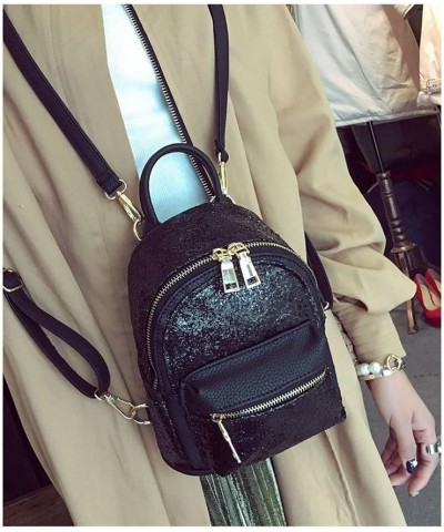 Women Cute Sequin Mini Backpack Leather Purse Women Backpack Leather Cross Body Bag Pink Black $13.49 Backpacks