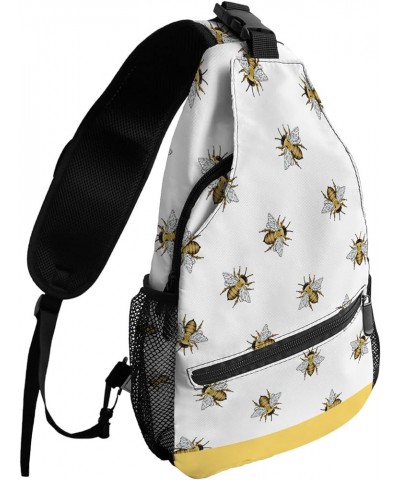 Sling Bag Crossbody Bag for Women Men Spring Summer Gnomes Bees Daisies Yellow Plaid Waterproof Hiking Backpack Lightweight C...