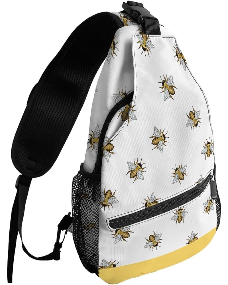 Sling Bag Crossbody Bag for Women Men Spring Summer Gnomes Bees Daisies Yellow Plaid Waterproof Hiking Backpack Lightweight C...