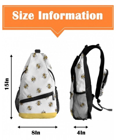 Sling Bag Crossbody Bag for Women Men Spring Summer Gnomes Bees Daisies Yellow Plaid Waterproof Hiking Backpack Lightweight C...