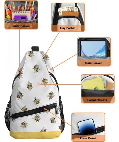 Sling Bag Crossbody Bag for Women Men Spring Summer Gnomes Bees Daisies Yellow Plaid Waterproof Hiking Backpack Lightweight C...