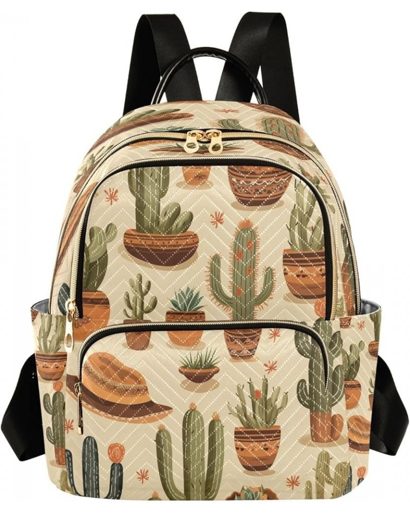 Retro Cactus Plant Women Backpack Purse Ladies Fashion Shoulder Bag Daypack Travel Bag 7.5L Small $16.42 Backpacks