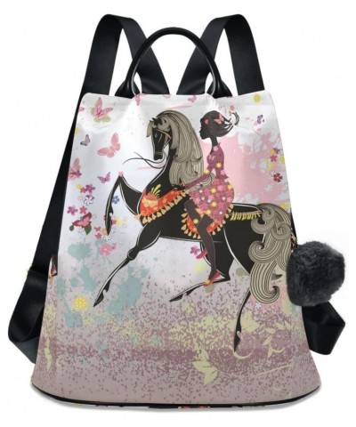 Beautiful Flower Riding A Horse Backpack Purse for Women Travel Bag Anti Theft Back Pack Fashion Shoulder Bag with Adjustable...