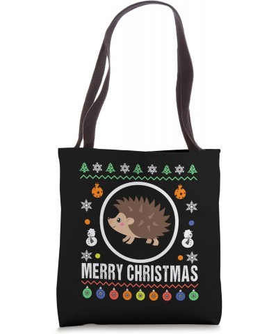 Merry Christmas Hedgehog Ugly Sweater Xmas Knit Tote Bag $12.98 Totes