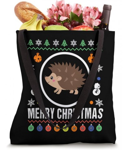 Merry Christmas Hedgehog Ugly Sweater Xmas Knit Tote Bag $12.98 Totes