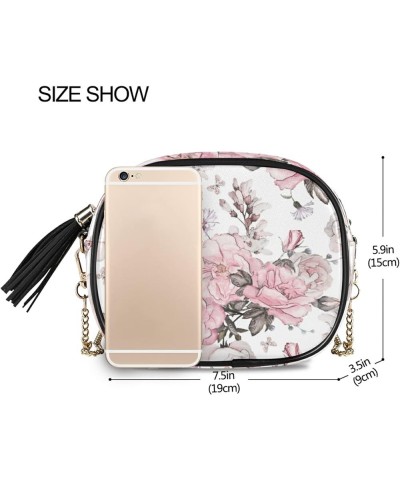 Shoulder Crossbody Bag With Metal Chain Strap for Women Girl Sunflower Butterfly Women's Wallet One Size Pink Flowers and Lea...