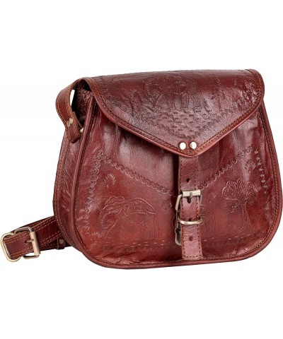 Women Unique Genuine Leather Purse ~ 11" Handmade durable embossed bag, Shoulder handbag with leather lining Forest (Elephant...