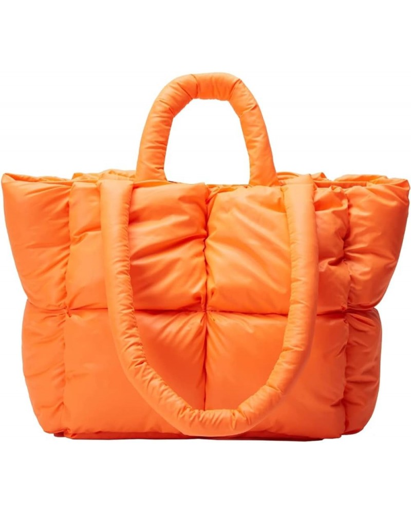 Puffer Tote Bag for Women Mini Down Satchel ​Hobo Bag Quilted Tote Bag Chic Purses (Color : Orange) Orange $26.96 Totes