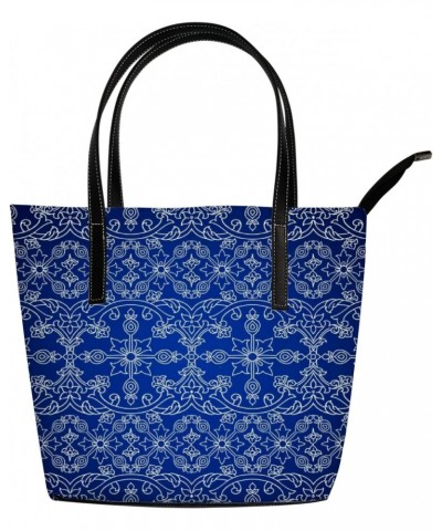 Vintage Oriental Blue Floral Pattern Tote Bag for Women Leather Handbags Women's Crossbody Handbags Work Tote Bags for Women ...