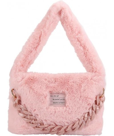 The Tote Bag for Women Trendy Chain Tote Y2K Fuzzy Fluffy Shoulder Bag Cute Kawaii Handbags Purses for Girls Pink $16.52 Totes