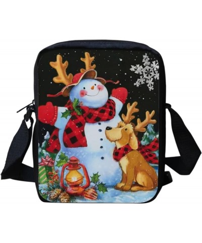 Fashion Sling Purse Kids Adults Casual Crossbody Bag,Adjustable Shoulder Strap Small Handbag,Cell Phone Bag Cute Reindeer Sno...