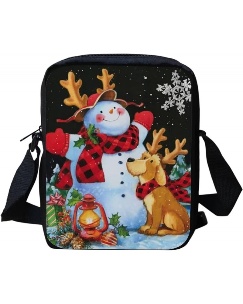 Fashion Sling Purse Kids Adults Casual Crossbody Bag,Adjustable Shoulder Strap Small Handbag,Cell Phone Bag Cute Reindeer Sno...