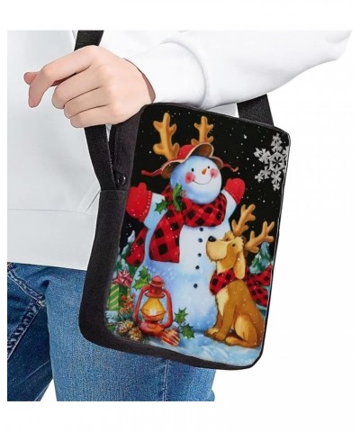 Fashion Sling Purse Kids Adults Casual Crossbody Bag,Adjustable Shoulder Strap Small Handbag,Cell Phone Bag Cute Reindeer Sno...