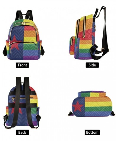 Women Backpack Rainbow Gay Pride Star Anti-Theft Travel Backpack with Luggage Belt Lightweight Handbag Lady Purse Roomy Doubl...