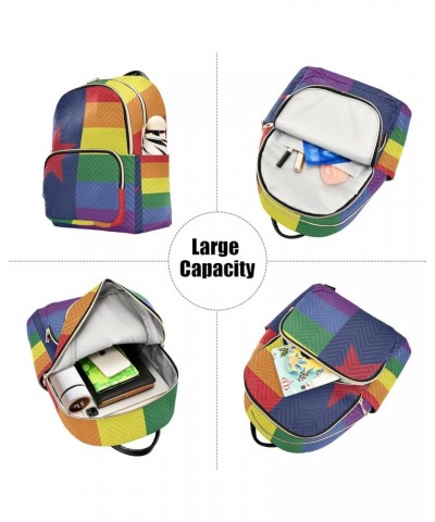 Women Backpack Rainbow Gay Pride Star Anti-Theft Travel Backpack with Luggage Belt Lightweight Handbag Lady Purse Roomy Doubl...