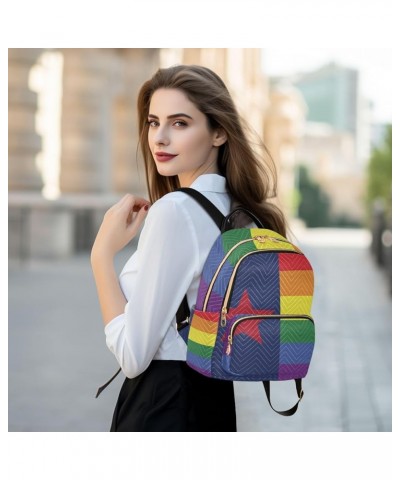 Women Backpack Rainbow Gay Pride Star Anti-Theft Travel Backpack with Luggage Belt Lightweight Handbag Lady Purse Roomy Doubl...